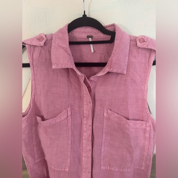 YOUNG FABULOUS & BROKE Hudson Linen Blend Romper In Foxglove Pink Size Medium - Picture 3 of 10